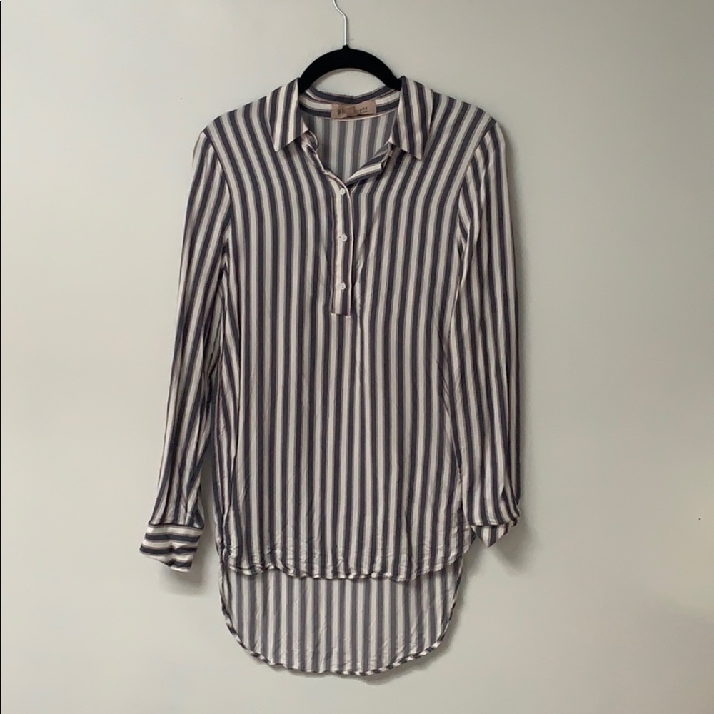 Striped button up top